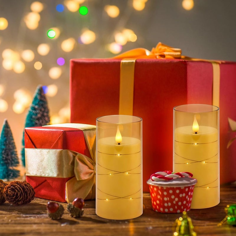 Aignis Flickering Flameless Candles Battery Operated Candles LED Candles with Remote Timer for Home/Wedding/Birthday/Holiday Decor ，Brown 3D Flame Set of 2 (D3 xH6 6") - Image 5